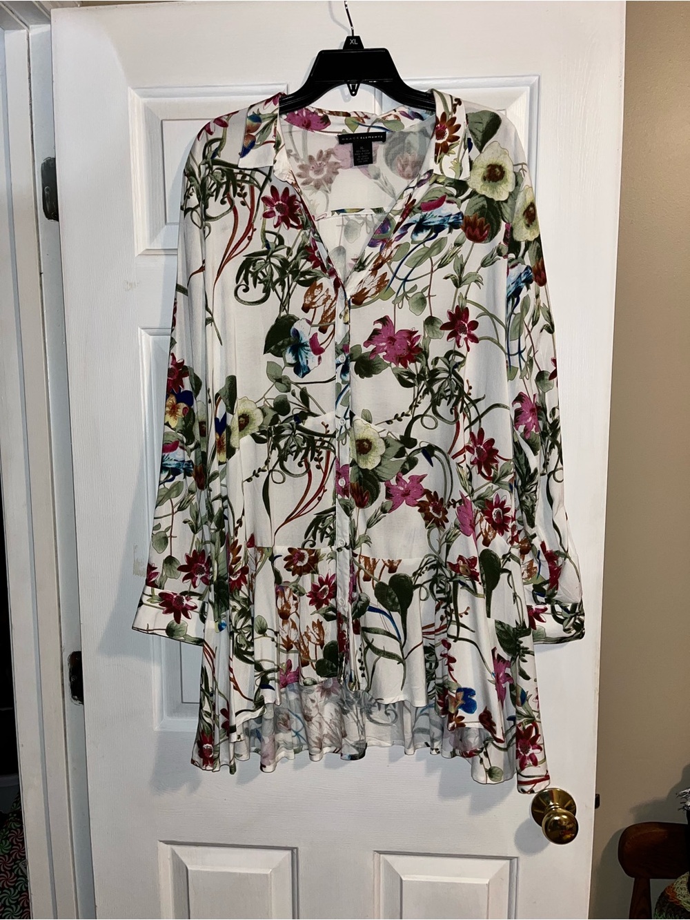 Grace Elements White Floral Print Dress with Multicolor Accents - Picture 6 of 8